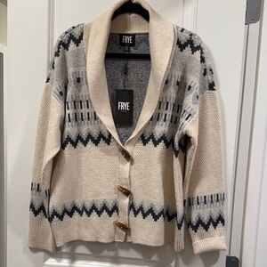 Frye Beige and Black Patterned Cardigan